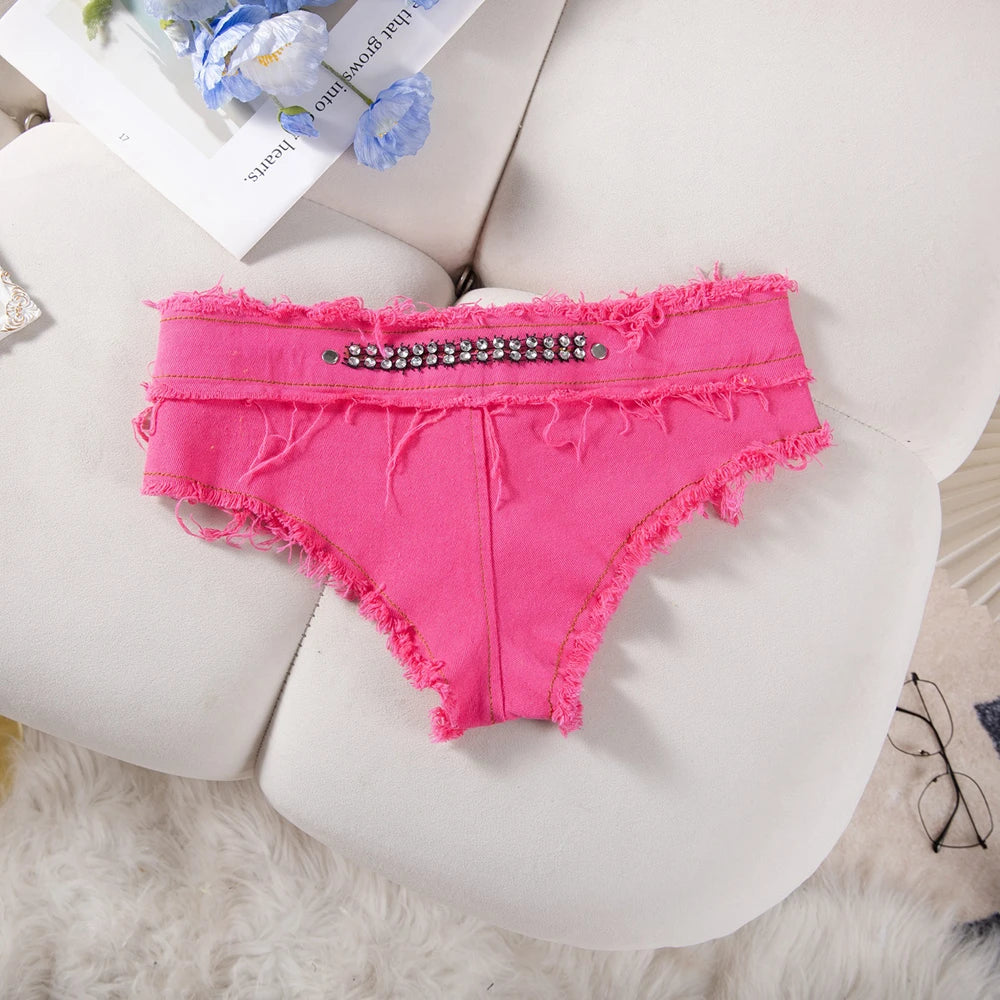 Womens Low Waist Denim Jeans Shorts Hottie Sexy Nightclub Mini Shorts Pants Jeans Slim Young Ladies White Pole Dance Hotpants