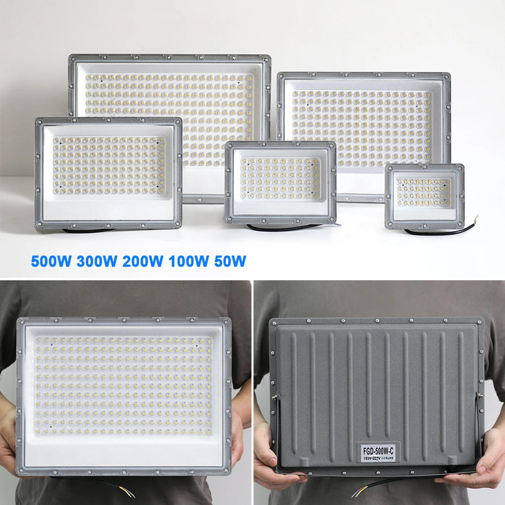Led Floodlight Outdoor IP66 Waterproof 50W 100W 200W 300W 500W 220V Reflector LED Garden Lighting Street Lamp Wall Flood Lights