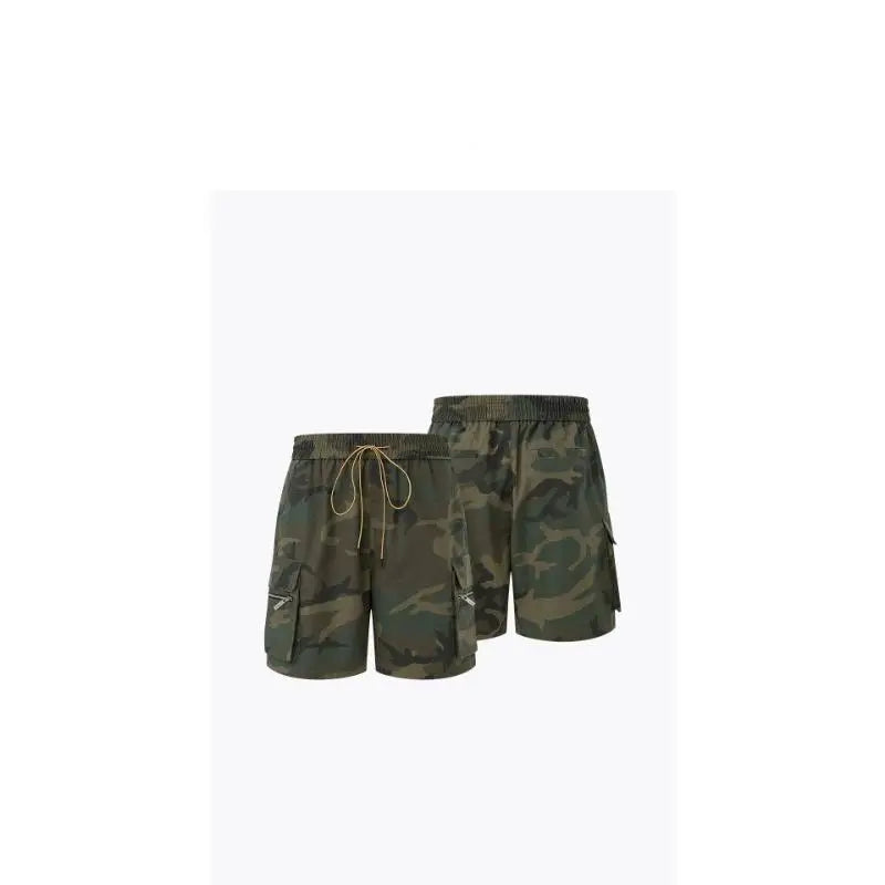 Mr. WH Camouflage Workwear Shorts Men's American Trendy Brand Casual Drawstring Sports High Street Straight Five-Quarter Pants