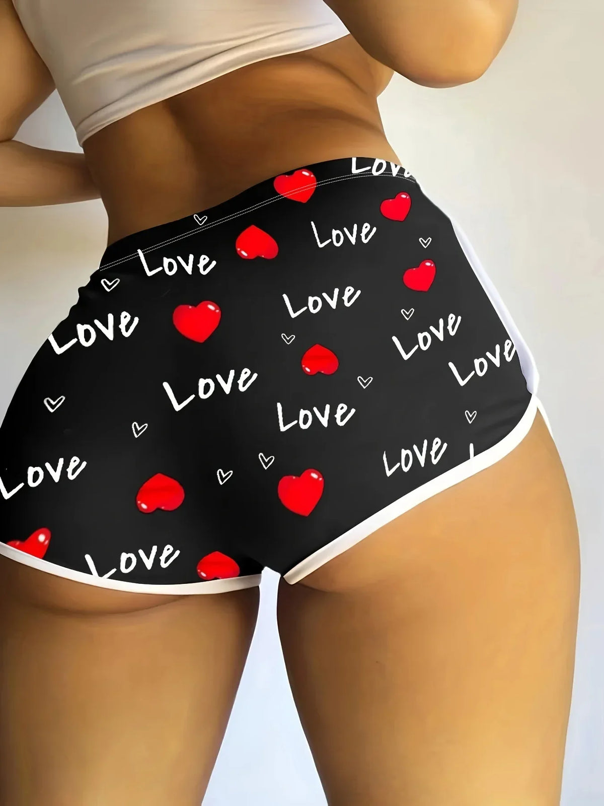 European Fashion Summer Shorts Heart Print Sexy Ladies Casual Streetwear Clothes Shorts Femme