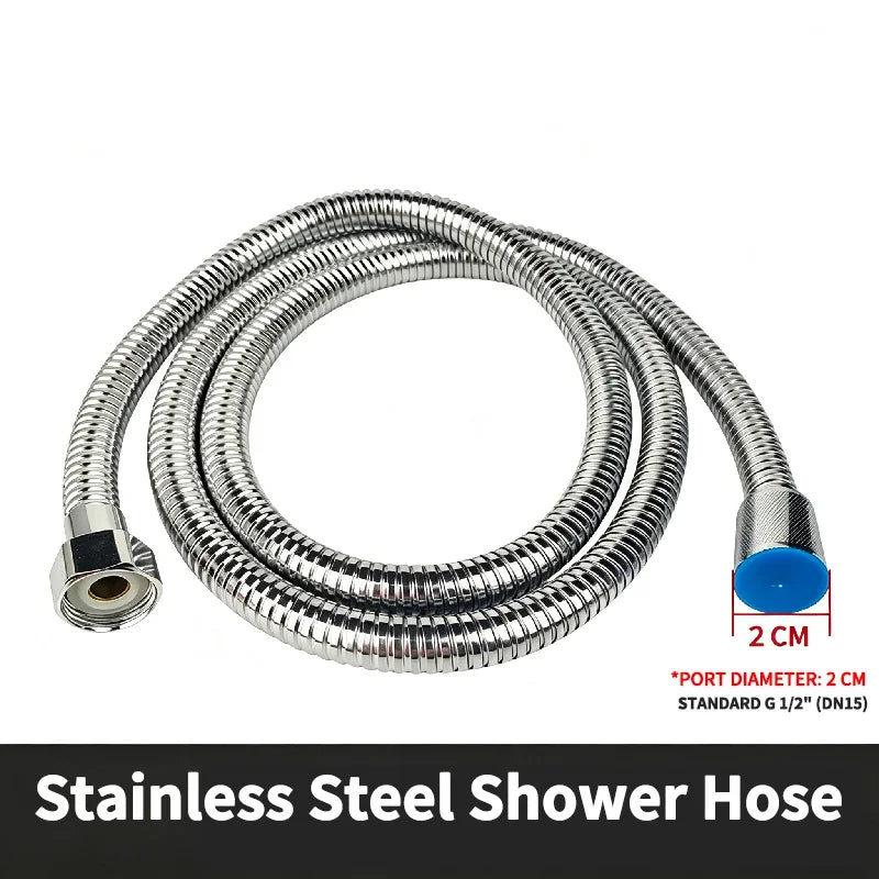 Stainless Steel Shower Hose 1.5M/2M Flexible Chrome Matte Black Universal G1/2 Connector Explosion-proof Bathroom Water Pipe