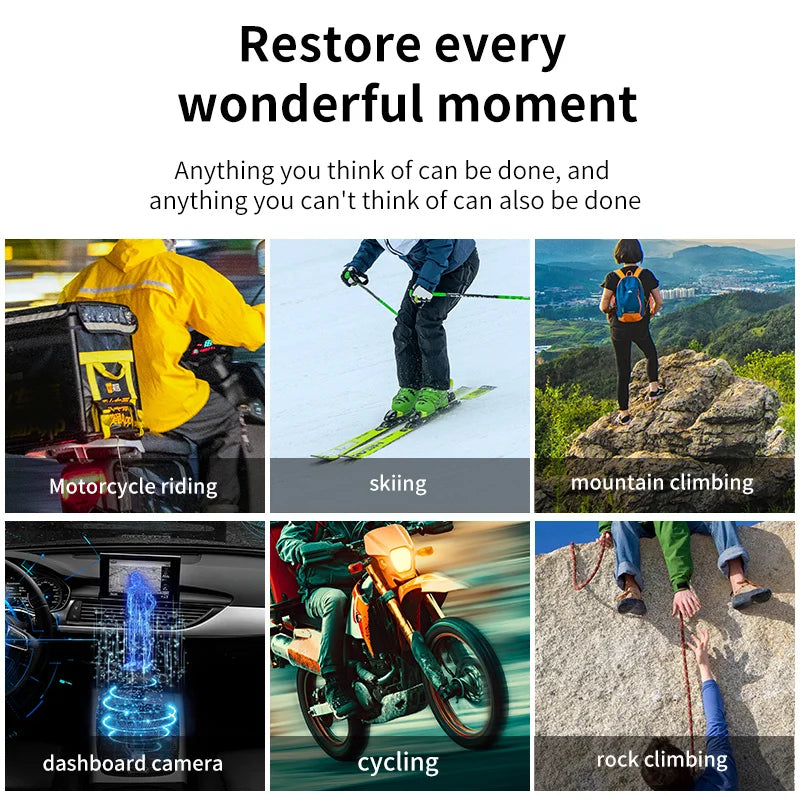 Mini HD Action Camera with 1.54 Inch Screen Long Battery Life Portable for Cycling Outdoor Recording Includes 128GB Memory Card