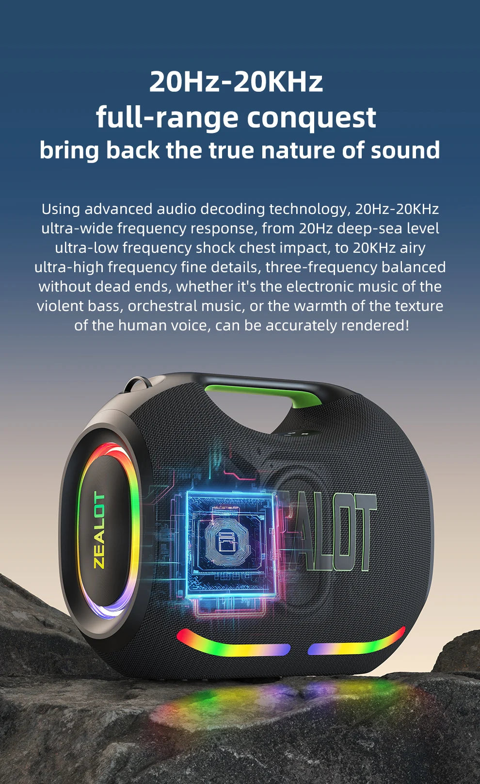 ZEALOT-ZE21 250W Big Power Wireless TWS Subwoofer Bluetooth Speaker High Volume Waterproof Portable Mobile Power HIFI Sound