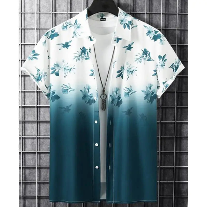 Hawaiian Men'S Shirt 3d Gradient Printing Loose Oversized Shirts And Blouses High-Quality Clothing Beach Party Sweatshirts