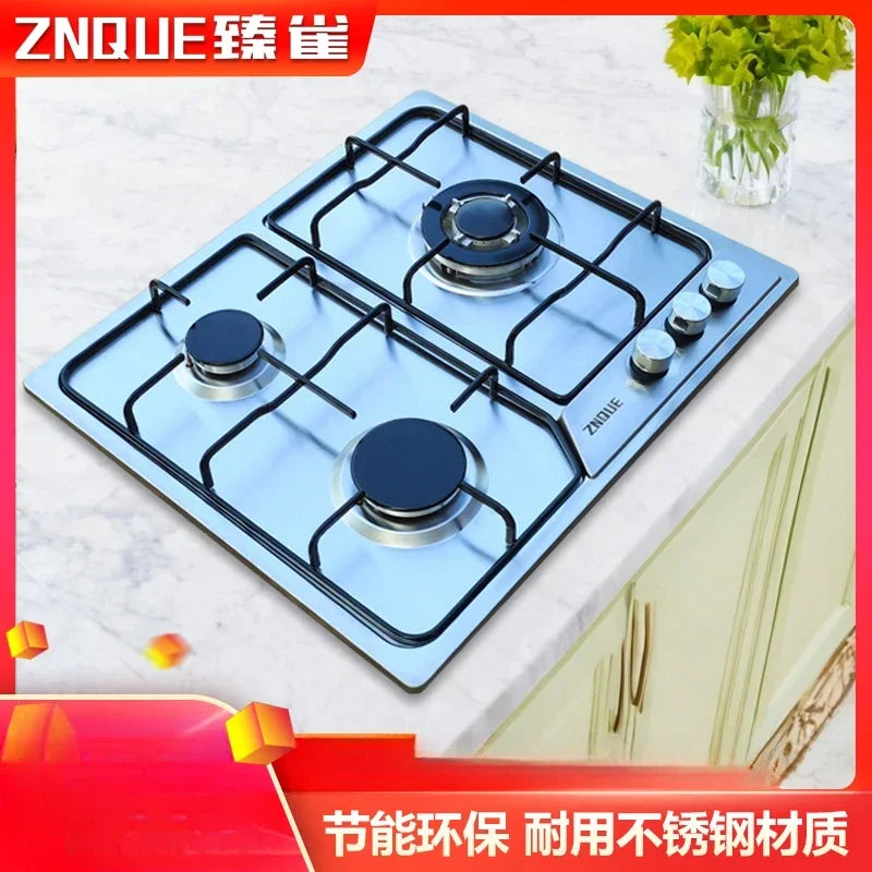 3-Burner Stainless Steel Gas Hob European Style Built-in Natural Gas Kitchen Stove