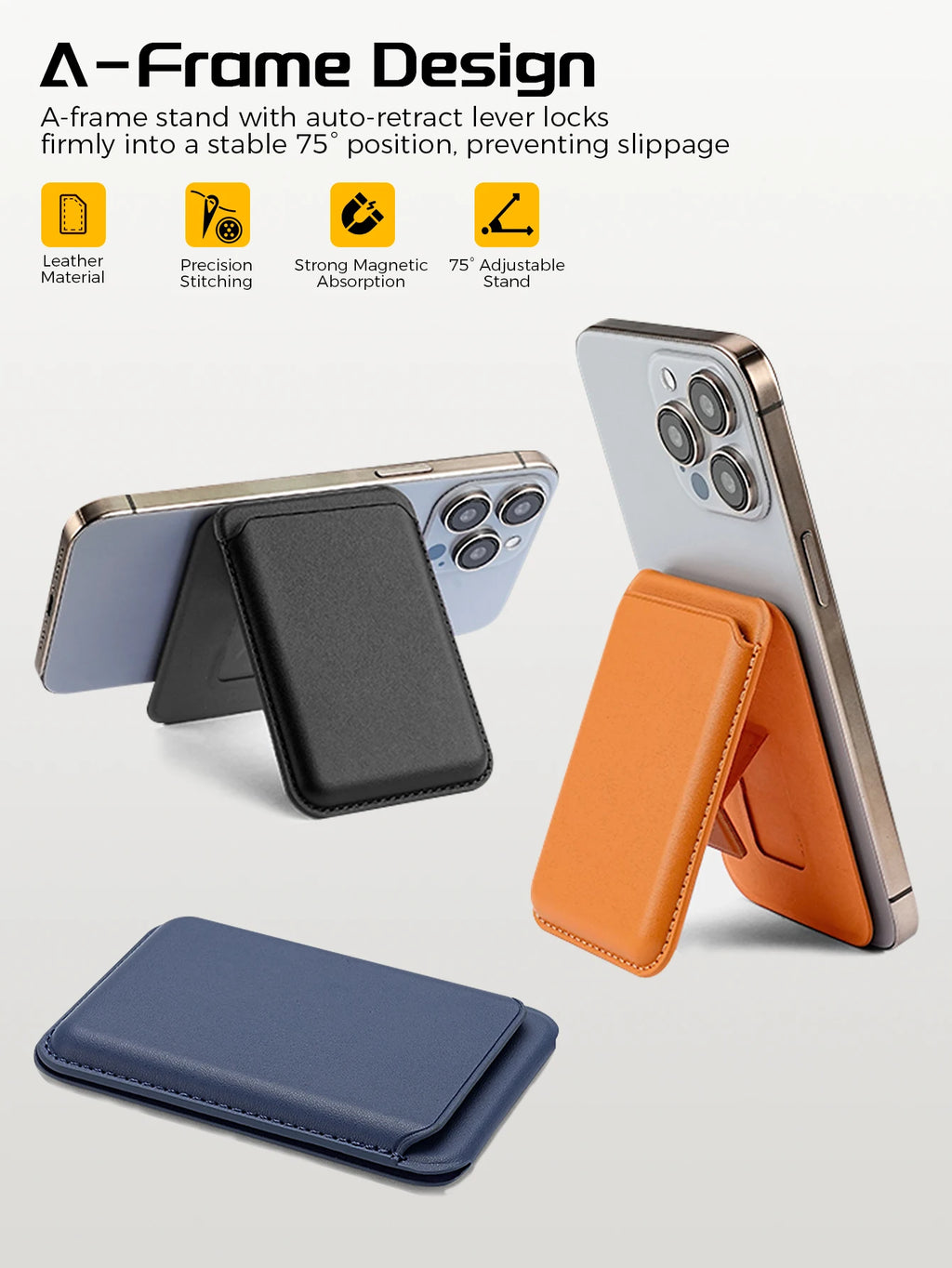 3 in 1 MagSafe Magnetic Leather Card Holder Foldable Phone Stand Wallet Case For iPhone 17 16 15 14 13 12 Pro Max Card Pocket