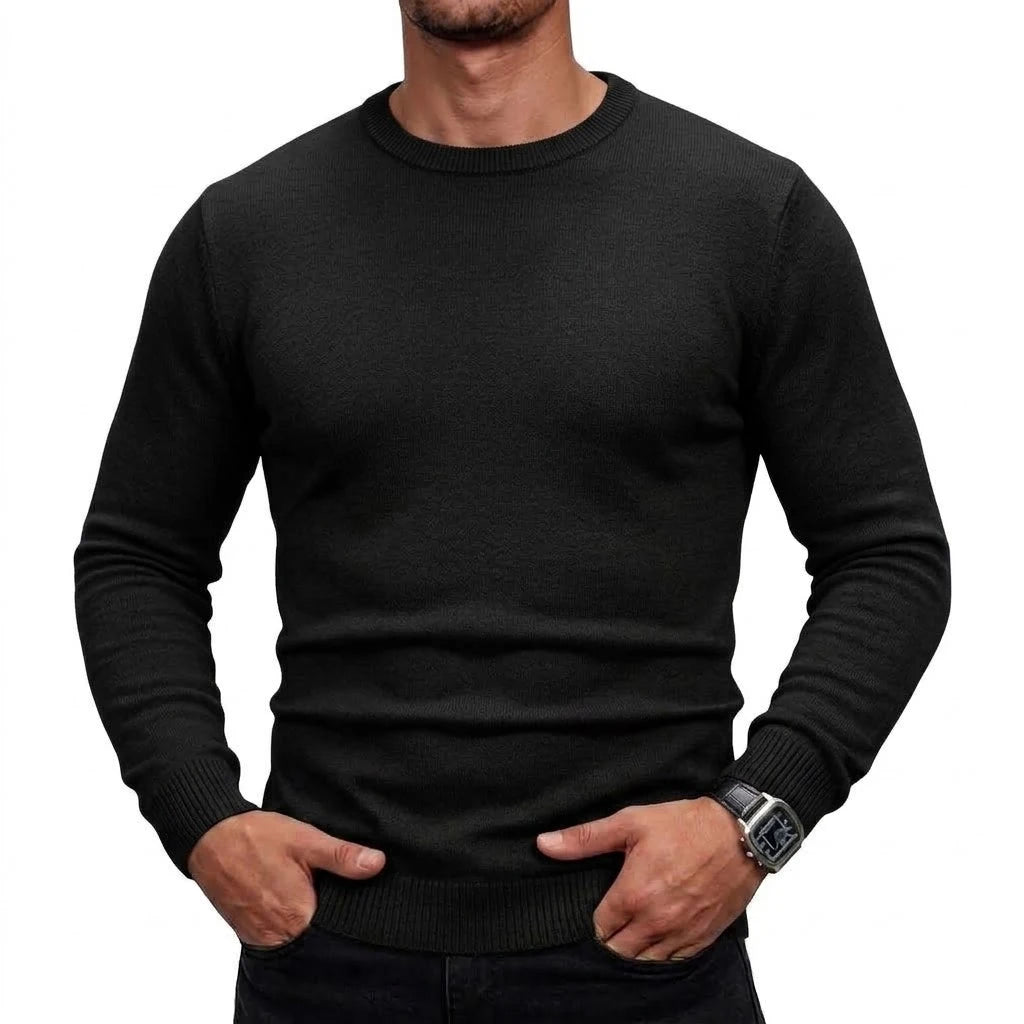 Mens Long Sleeve Knit Jumper Timeless Crew Neck Relaxed Pullover Cozy Knit Tops Business Office Apparel Thermal Knit Tees