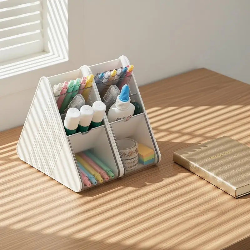 Multi-Compartment Clear Slots Organizer for Home Office, School Study Desk Use, Keeping Writing Instruments Neatly Arranged