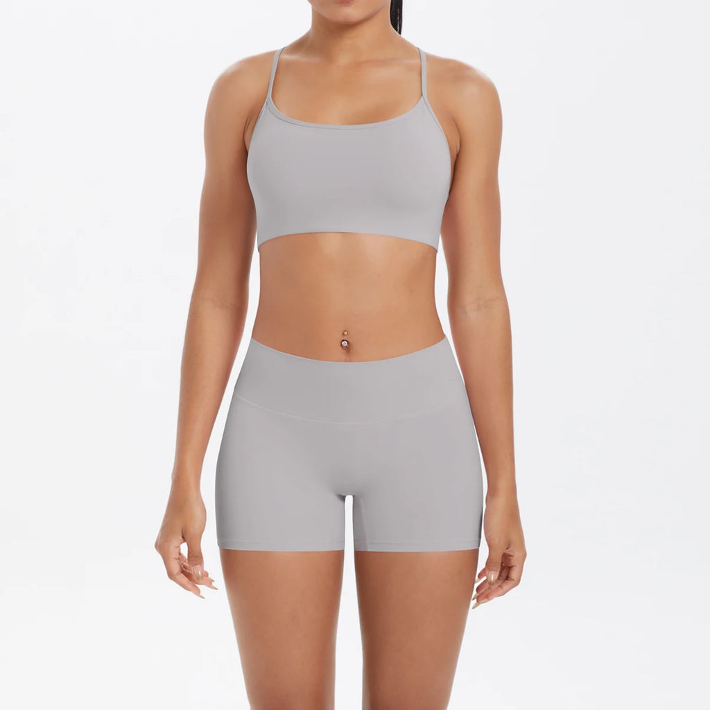 New Cross Backless Yoga Bra And Fitness Shorts Gym Yoga Set Woman’s Summer Running Sports Quick-Dry Women Gym Clothing Yoga Suit