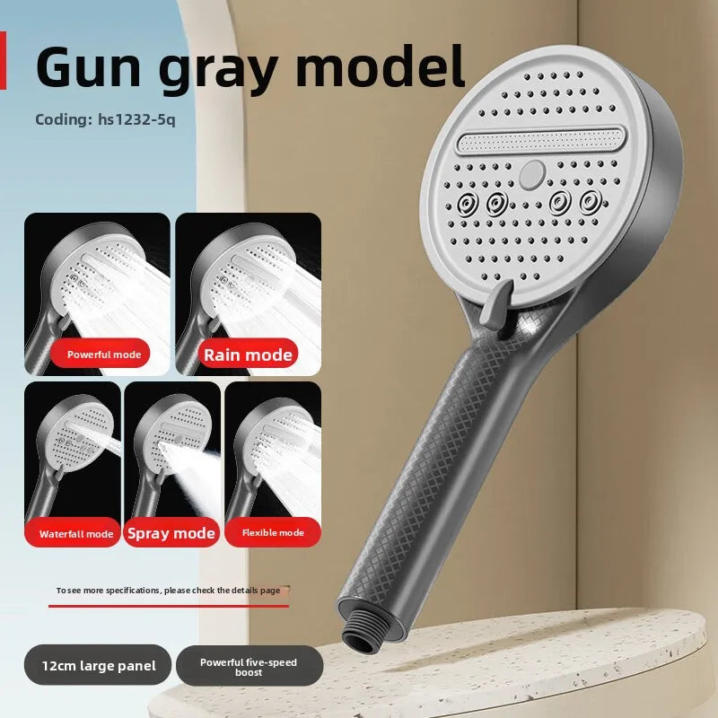 Cream Wind Pressurized ShowerHead 12 Cm Large Panel Water Outlet Handheld  Shower Head Pressurized ShowerSet