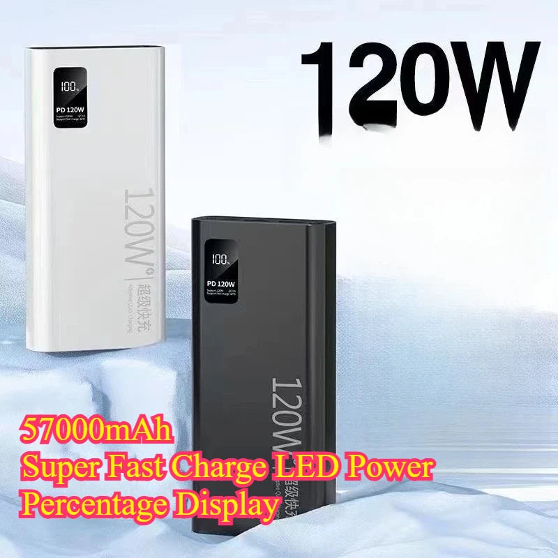 120W Super Fast Charge Power Bank 20000mAh Large Capacity Bidirectional Quick Charging Digital Display Portable External Battery