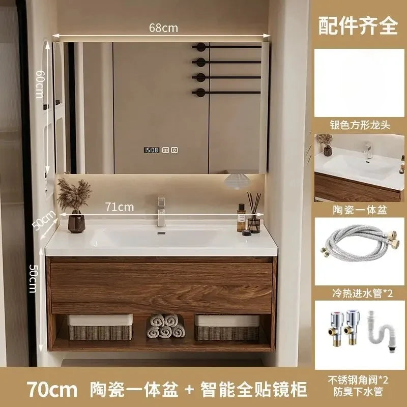 Wall Mounted Bathroom Vanity with Sink Combo Modern Wood Bathroom Vanity Set with Top Basin Storage Cabinet Wood Home Furniture