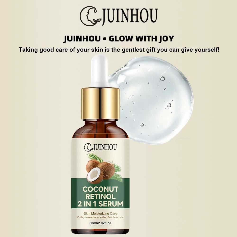 JUINHOU Natural Coconut Oil Face Serum Hydrating Moisturizer Skin Reduce Dryness Gentle Daily Skin Care Serum For All Skin Types