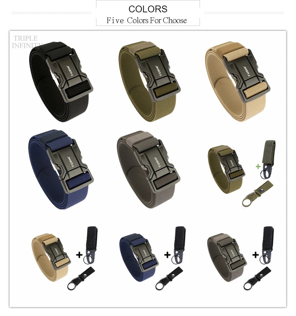Quick Release Military Tactical Belts With Metal Buckle Durable Elastic Waist Belt Men Outdoor Training Stretch Strap For Pants