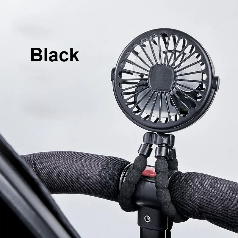 Baby Stroller Fan Folding Portable Octopus Mini Fan USB Rechargeable 3 Speed HandHeld Small Fan Flexible Tripod for Baby Outdoor