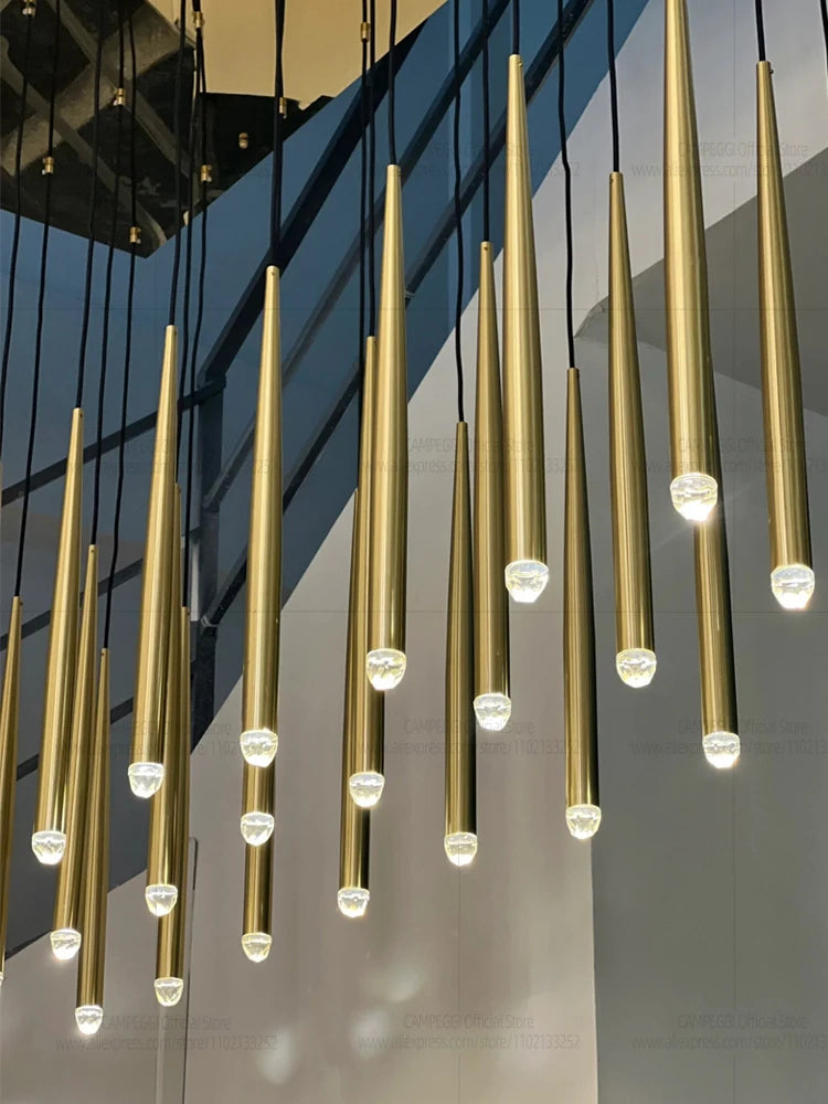 Modern LED Living Room Long Pendent Lamp Attic Light Indoor Lighting Villa Staircase Chandelier Dining Room Ceiling Lamp