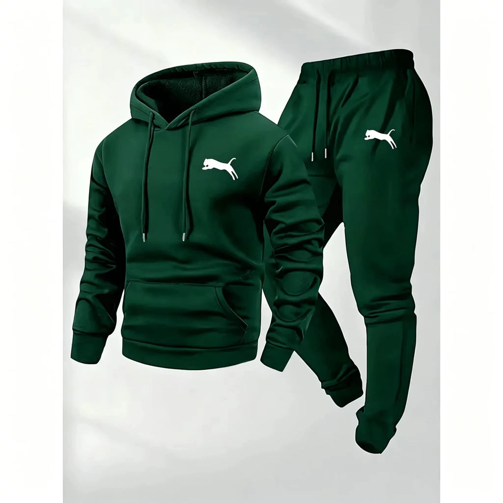 Hot Selling Men's Hooded Sweatshirt Pants Set Casual Tracksuit Streetwear Sportswear Fitness Jogger Outfit 2 Piece Warm Clothing