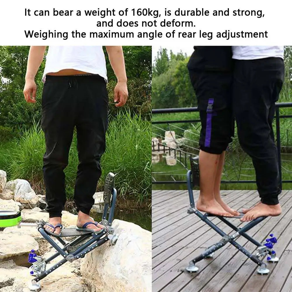 Portable Fishing Chair Folding Fish Chair 180 Degree Adjustable Backrest Four-leg Recliner Aluminum Alloy Camping Chair Stool
