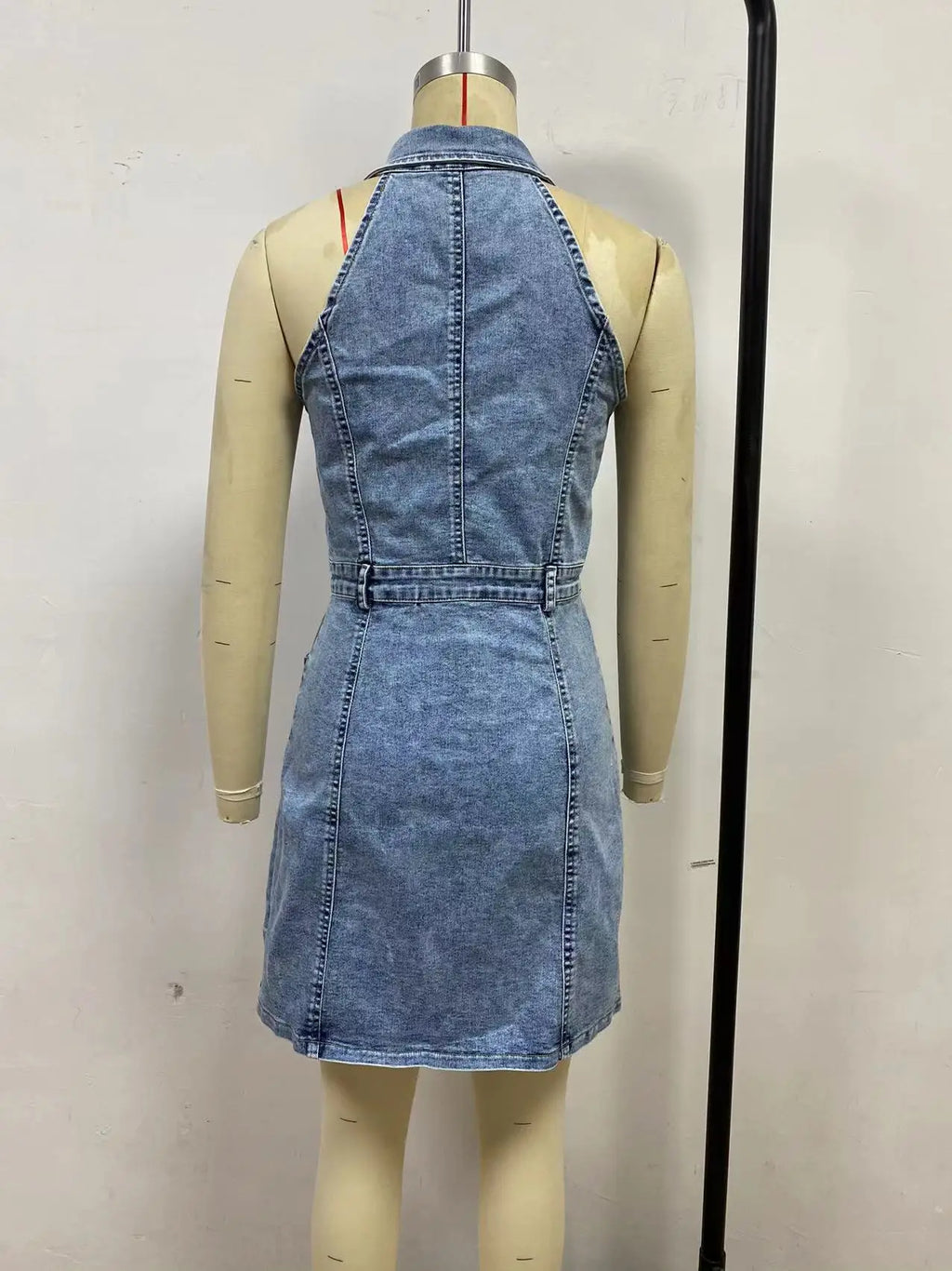 Short Dress Women Denim Dresses Vestidos Y2k Streetwear Turn Down Collar Sleeveless Hip Wrap Elegant Sexy Party Night Work 2026