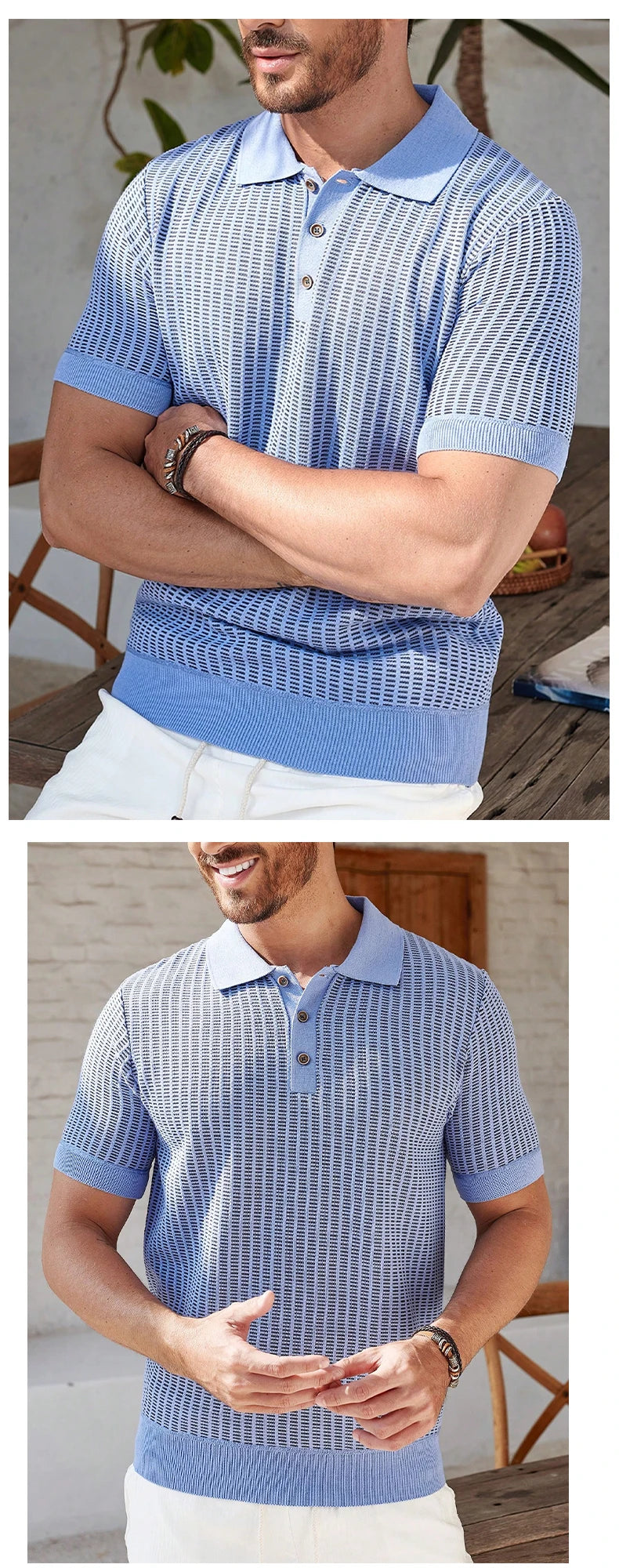 New Mens Knit Shirts Men's Polo Shirts Short Sleeve Summer Polo Men's Knit Shirts American Stretchy Golf Polo Old Money Tops