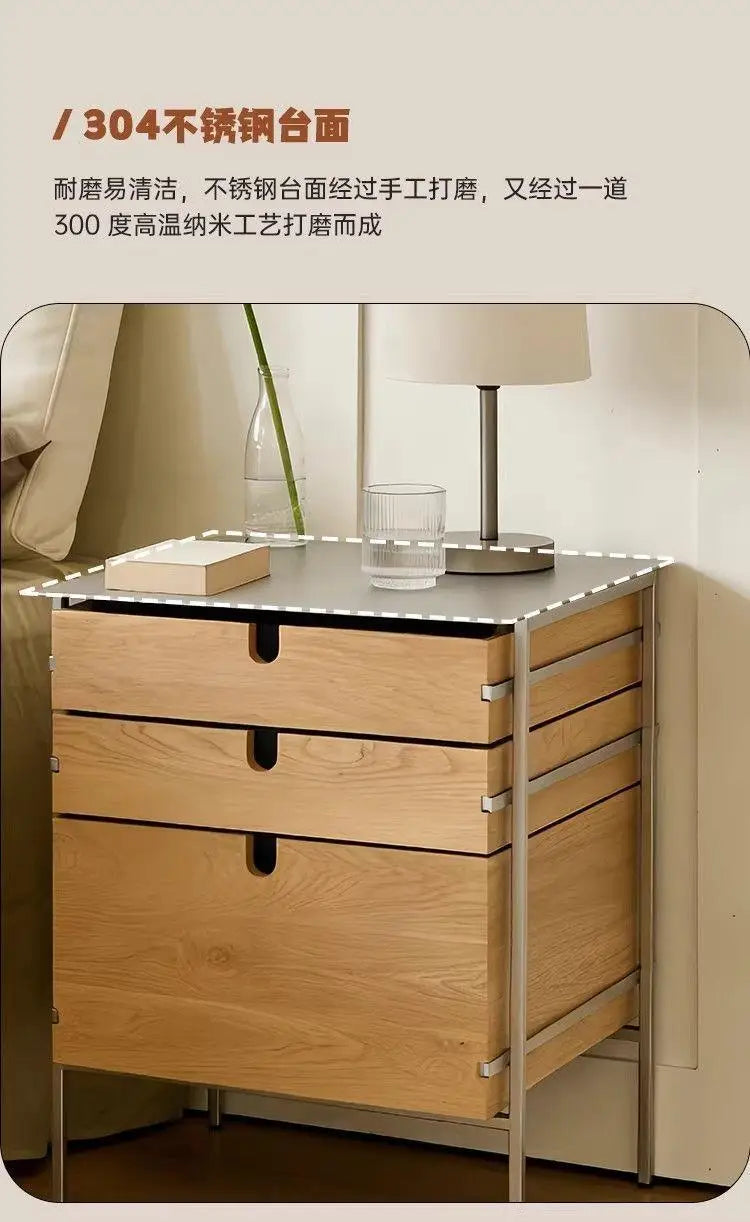 Medieval style living room combination storage cabinet, locker, solid wood household drawer, stainless steel dining side cabinet