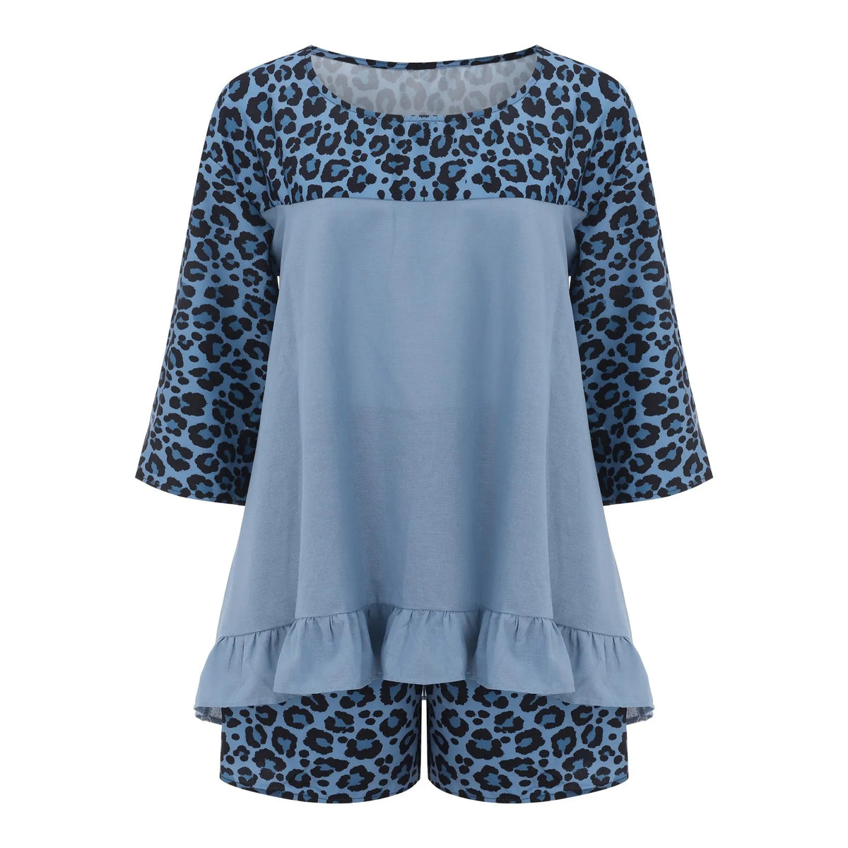 Women'S European And Fashion Leopard Print Stitching Loose Large Size Cotton And Linen Suit Ladies Board Shorts for Swimming