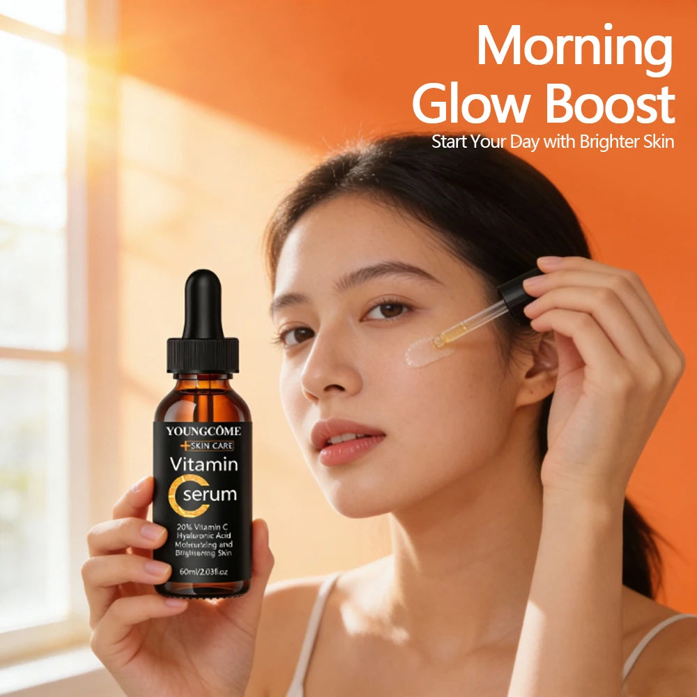 YOUNGCOME Vitamin C Hyaluronic Acid Serum - Daily Hydrating & Radiance-Boosting Facial Essence for All Skin Types 40/60ML