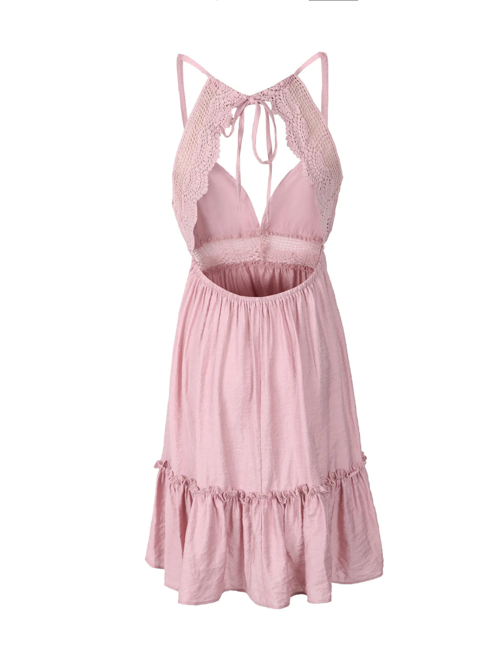 Women's Sexy Backless Lace Spliced Dress Summer V neck Mini Dresses Ladies Fashion Clothes Elegant Evening Dress Drop Shipping