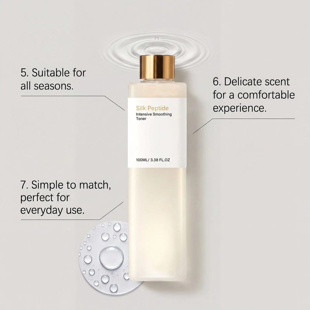 Silk Peptide Toner Long Lasting Moisturizing Deeply Nourishing Revitalize Skin Smoothing Gentle Intensive Smoothing Toner 100ml