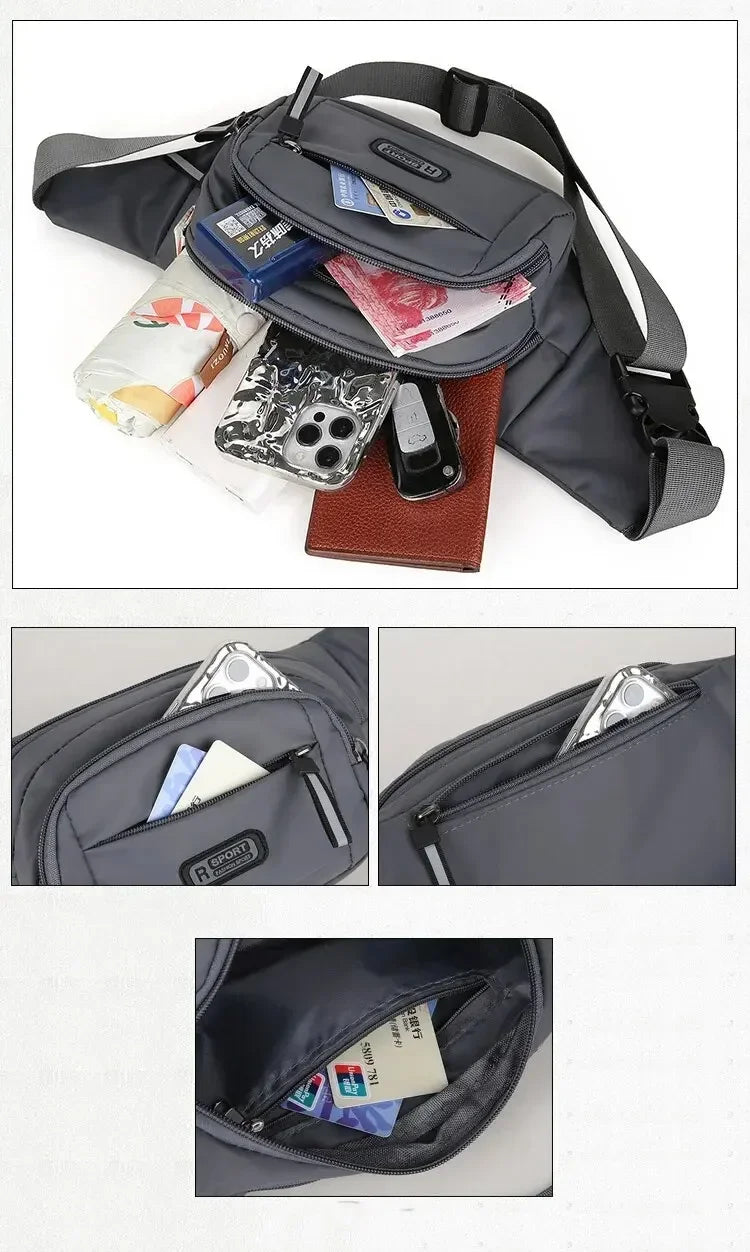 Crossbody Bag Outdoor Sports Multi Functional Waterproof Waist Bag Canvas Fit Mobile Waist Bag With Large Capacity For Men Women