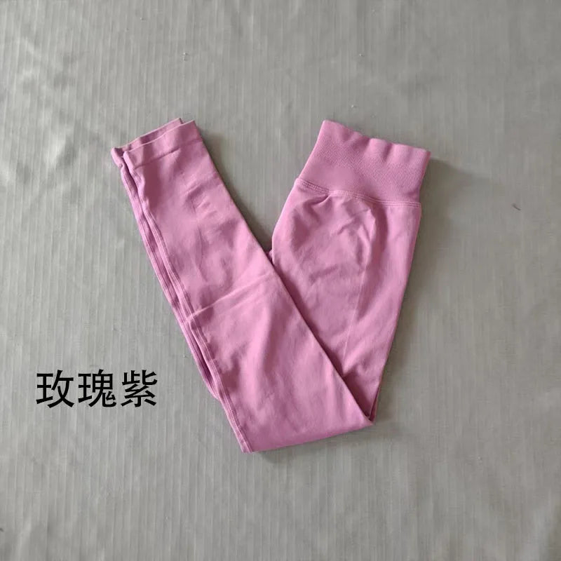 Denyf Seamless Sports Leggings Women's Hip Yoga Leggings Quick-Drying Fitness Tights Solid Color Training Hip Customizable Label