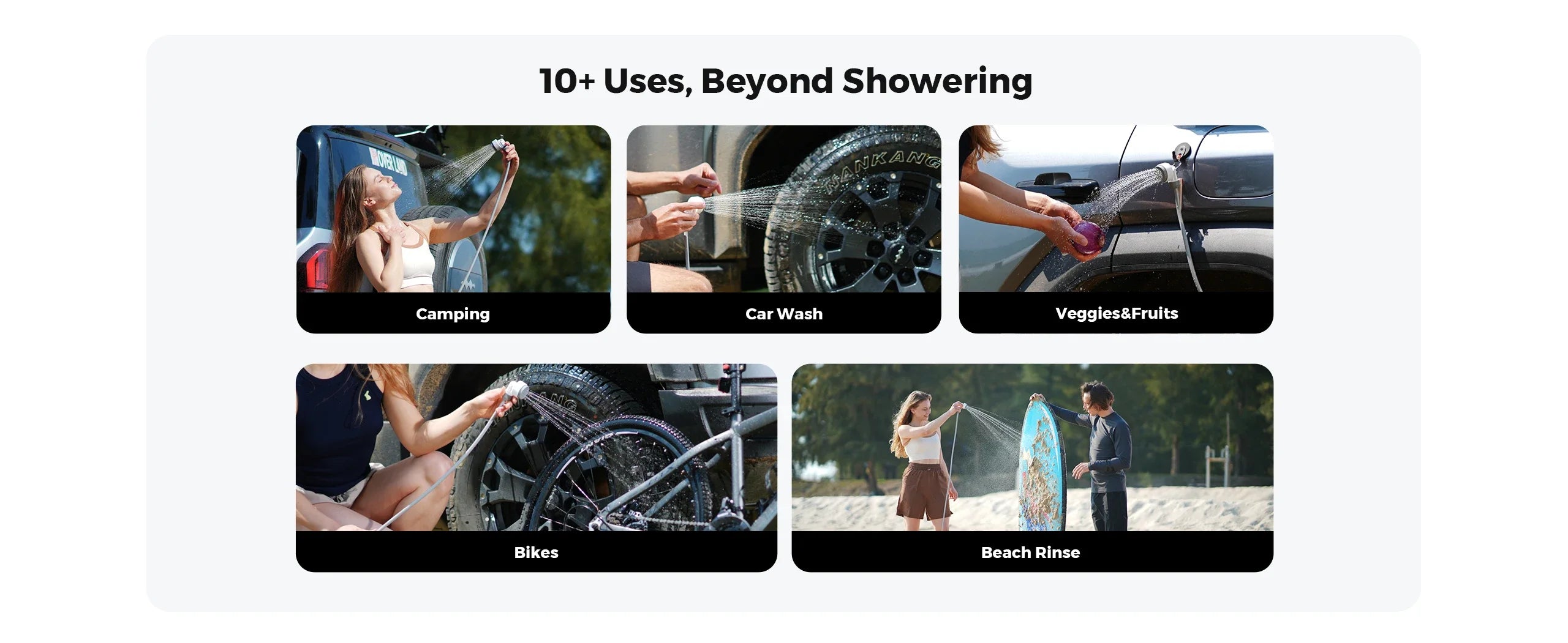 FLEXTAIL Portable Shower Pump, IPX7 Waterproof Pump Head and Hose Set, Rechargeable Water Pump for Camping, Outdoor Shower