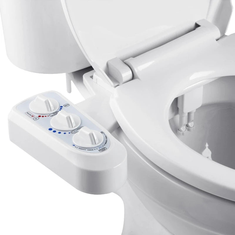 1PC ABS Bidet for Non-Electric Mechanical Bidet Toilet Seat Attachment Hot and Cold Water Spray Dual Nozzle