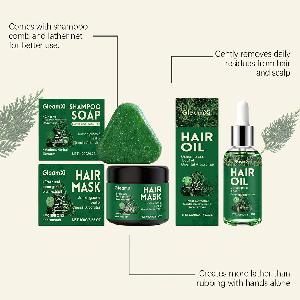 Usman Grass Shampoo Soap Hair Growth Oil Anti Loss Strengthen Hair Regrowth Nourish Improve Split End Repair Damaged Hair Mask
