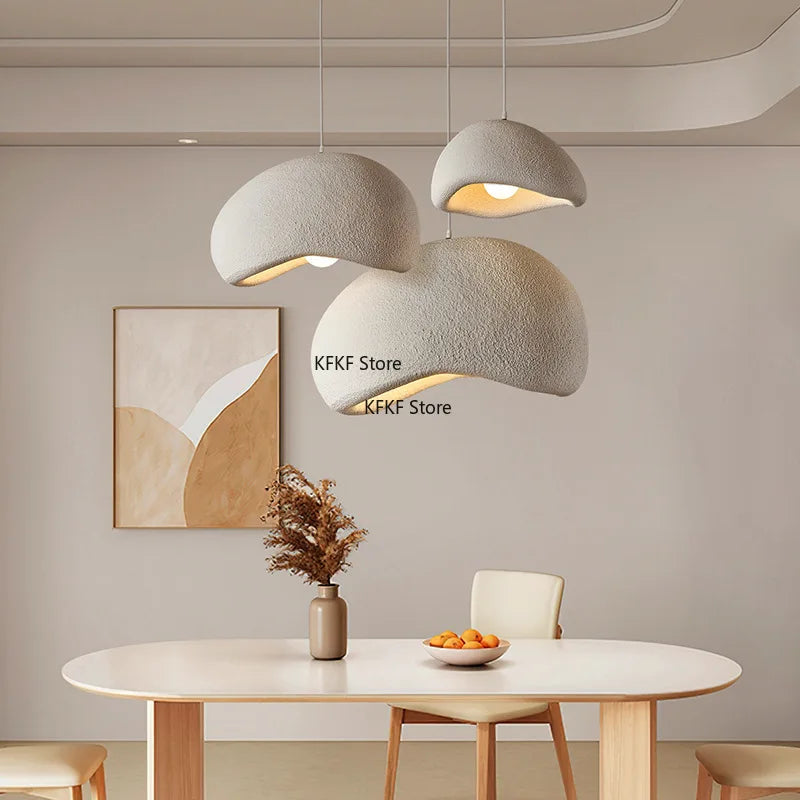 Nordic Wabi Sabi LED Pendant Light E27 Simple Chandelier Cord Suspend Lamp for Dining Room Restaurant Luminarias Fixtures