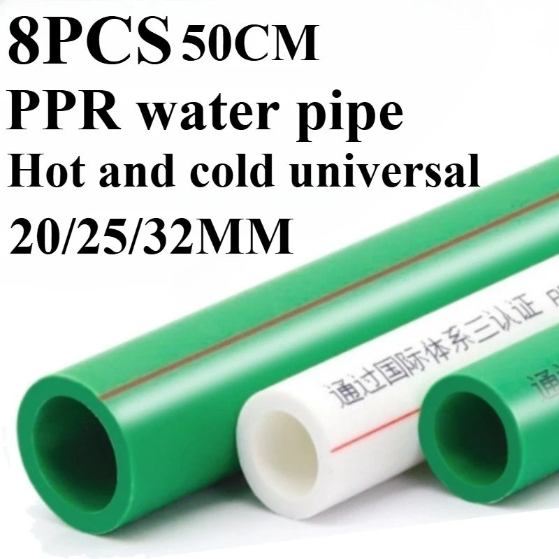PPR Hot-melt Water Pipe 8PCS 50CM 20/25/32MM Universal Hot and Cold Water Pipes Engineering Water Supply/Home Decoration