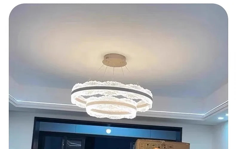LED Luxury Pendant Light Living Dining Room Bedroom Modern Upscale Acrylic Texture Suspension Lamp Home Decoration