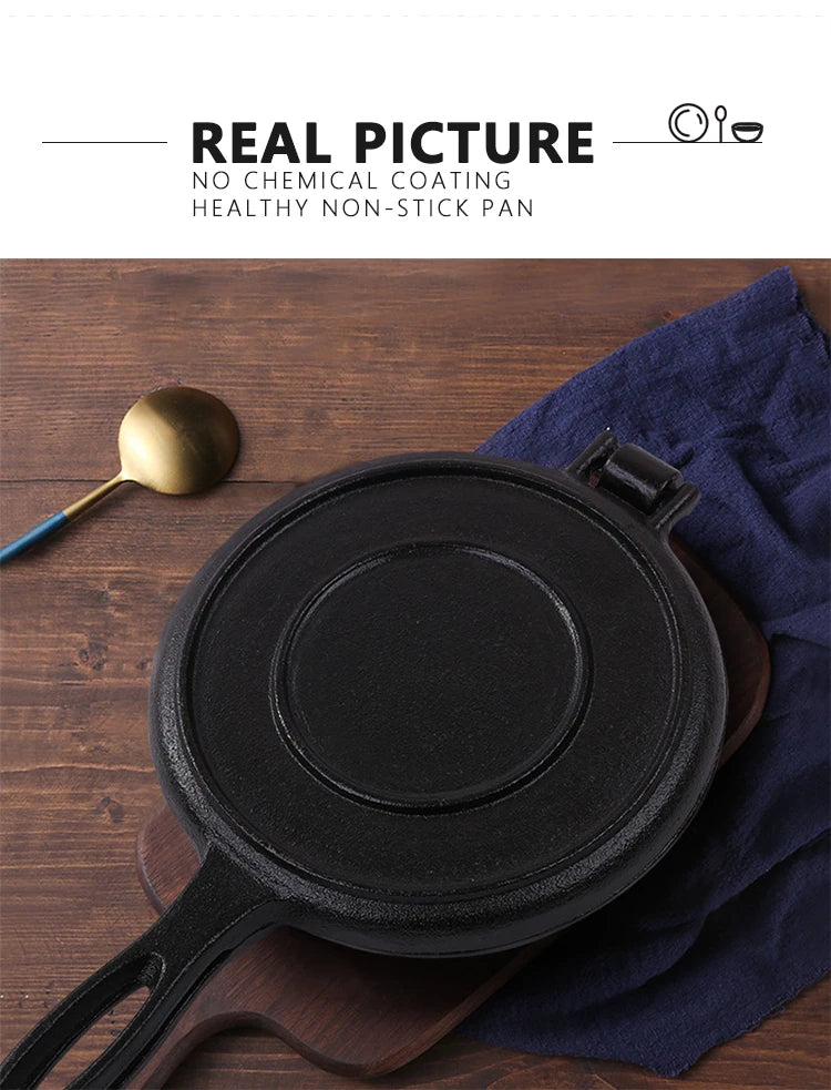 Household Kitchen 20cm Oven Safe Waffle Maker Cake Baking Pan Uncoated Cast Iron Waffle Mold Skillet