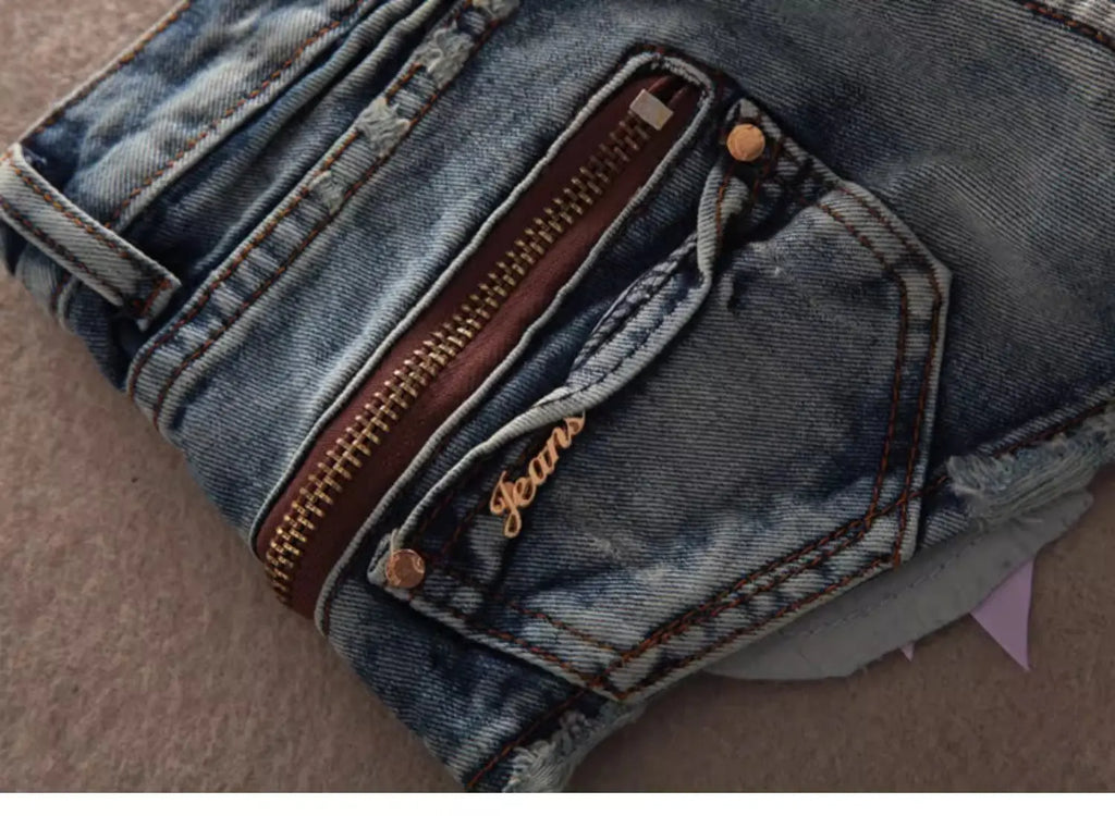 Summer Women Kpop Jean Shorts Abi Y2K 2000s Ripped Denim Hot Pants Grunge Gyaru Japanese American Retro Cyber Punk Harajuku Tide