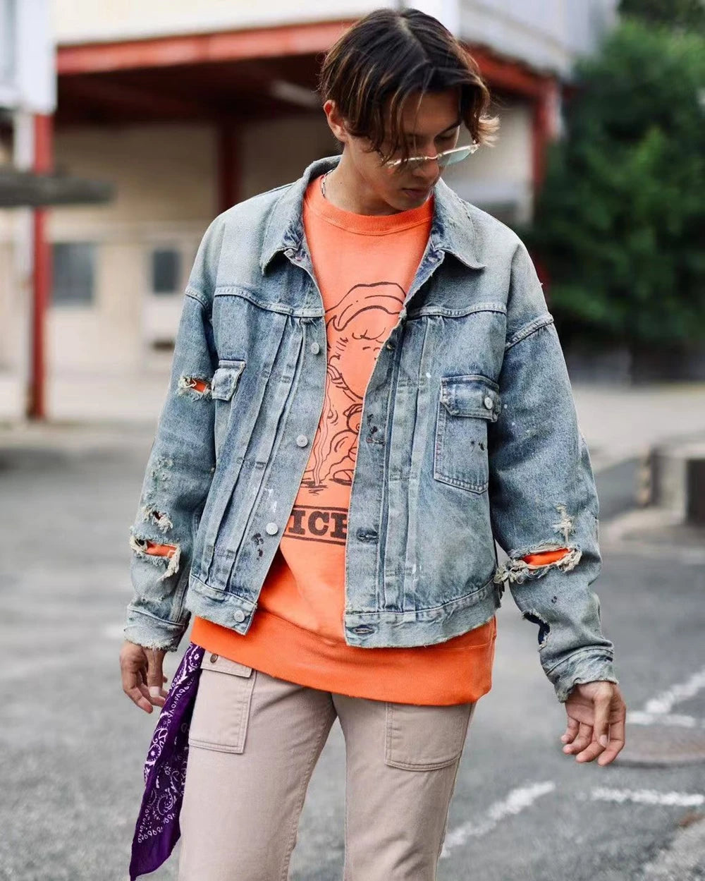 Yao Fashion SAINT OF MICHAEL Damaged Aged Ripped Denim Jackets Streetwear Loose Oversize Unisex High Quality Jacket For Men