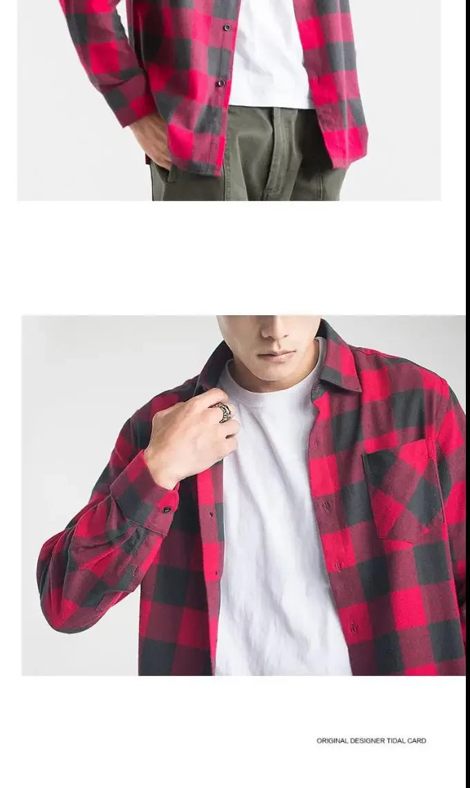 2026 100% Cotton New Male Casual Long Sleeve Warm Man Clothes Flannel Plaid Shirt Men Plus Size 3XL 4XL