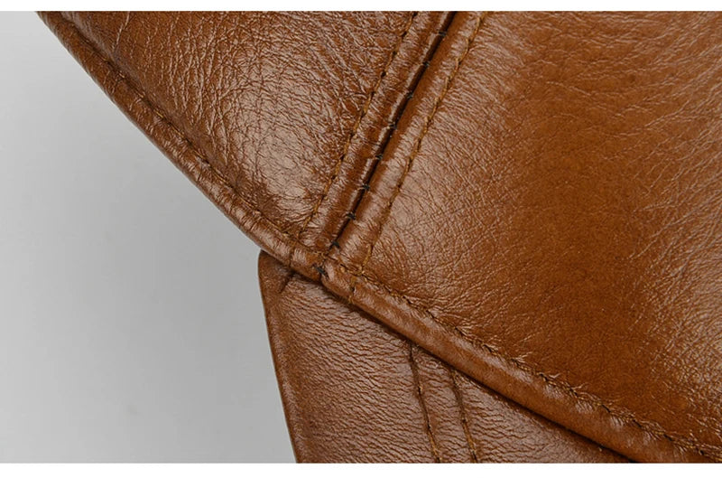 2026 Adjustable Men's Genuine Cowhide Leather Baseball Cap for Fall Winter Outdoor Sports Hat Men Real Cowhide Leather Caps