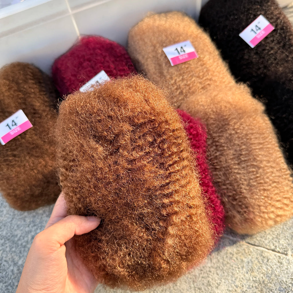 4C Afro Kinky Curly Bulk 10-18Inch 30g/50g Pack Crochet Human Hair Extensions No Weft Brazilian Remy Bulk for Locs Braiding Hair