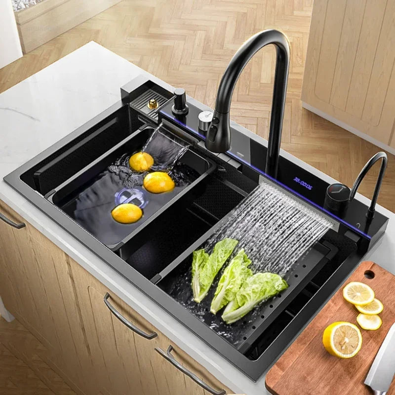 Modern Smart Kitchen Sinks Creative Metal Multi-functional Basin Luxury Household Sinks for Apartment Kitchen Rental House