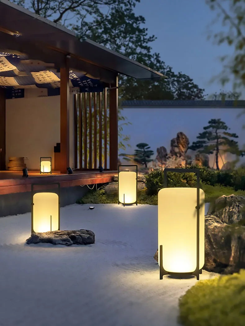 Modern Outdoor Indoor Floor Lamp White Acrylic Black Metal Lighting Floor Light For Garden Hotel Parlor Dining Room Bedroom
