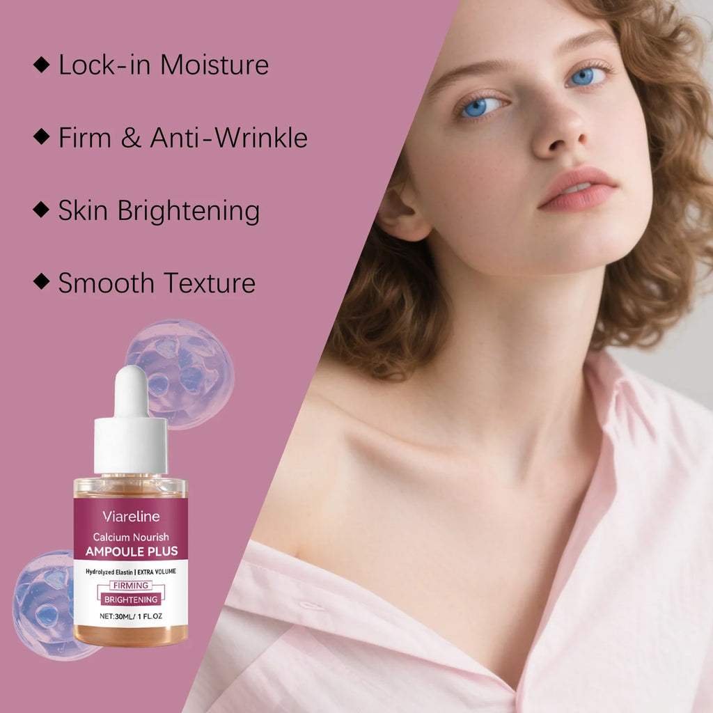 Viareline Moisturizing Skin Ampoule Essence Korean Calcium Volume Moisturizer Pore Firming Essence Daily Facial Skin Care Serum