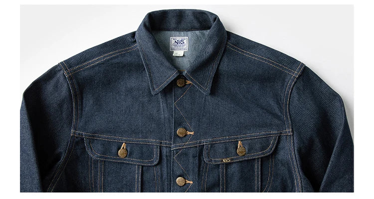 NON STOCK FLYERS Primary Color Left Oblique Anti-shrink Denim 101J Short Denim Jacket Retro Knight Jacket