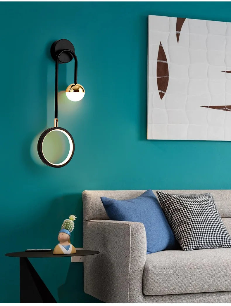 Modern Led Wall Lamp Nordic Sconce Round Lighting Luxury Rotatable Corridor Bedside Hallway Living Room Dining Indoor Deco Light