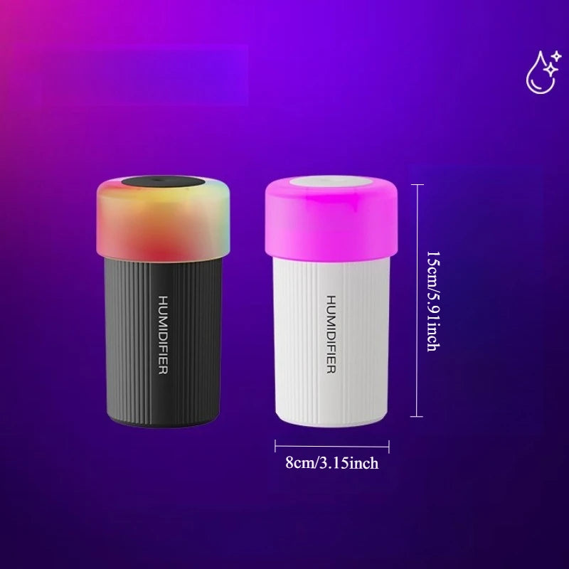 USB Portable Ultrasonic Humidifier, RGB Marquee Ambient Night Light, Silent Fine Mist Humidifier for Home Car Dorm