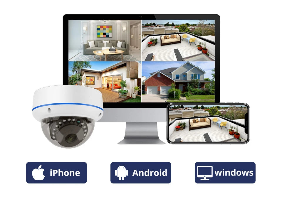 8CH 5MP POE Dome Security Camera System IP Camera Vandal-proof Indoor Home CCTV Video Record Surveillance Protection Kit